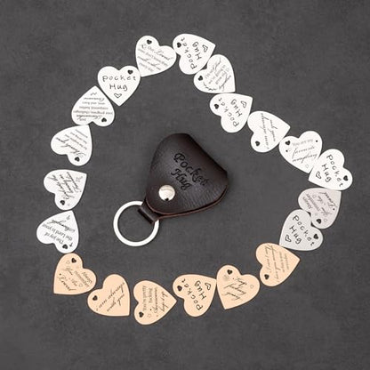 Qunrwe Pocket Hug Token,Long Distance Gifts Keepsake,Double Sided Inspirational Thinking of you Gift with Leather Keychain - color: Believe in You Like I Do