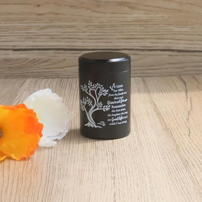 Small Black Aluminum Urns Set of 6 Mini Urns for Ashes with Tree of Life Pattern and Secure Screw Lid - size: Tree of Life - Black