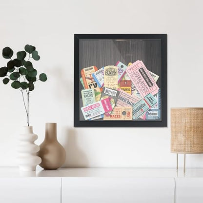 Top Loading Shadow Box , Top Loading Wood & Real Glass Display Case Frame with Slot on Top Ready to Hang Memory Box , Pins, Awards, Medals, Wedding and Photos, Black, 8x8 - color: Black, size: 8*8