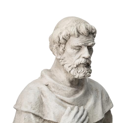 Glitzhome St. Francis Garden Statue with Birdfeeder MGO Outdoor Decoration, 32.75" H, Concrete Gray - style: St. Francis with Birdfeeder