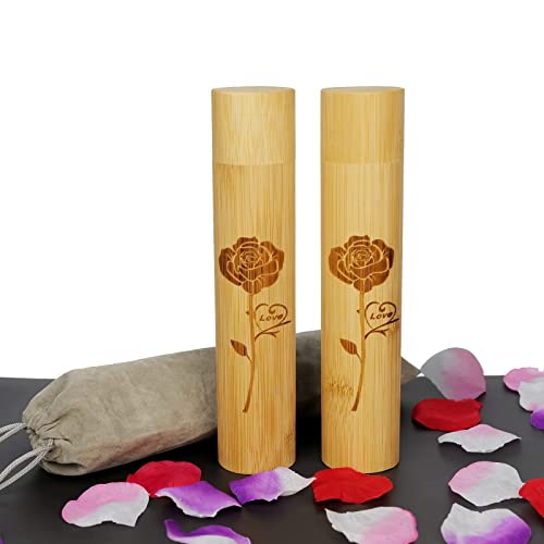 2 Pack Small Biodegradable Bamboo Scattering Tubes Urn for Human Ash - color: Flowers, size: Small (Set of 2)