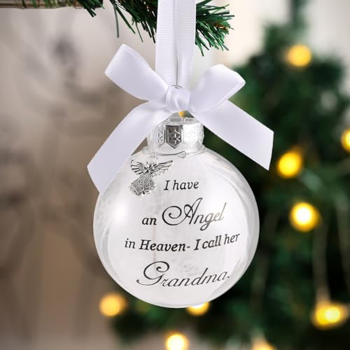 Memorial Ornaments Christmas Clear Feather Ball, Print Upside Down Ball 8cm/3.15'' Bereavement Sympathy Gift for Loss of Loved One I Have an Angel in Heaven (Grandma) - color: Grandma, size: ball