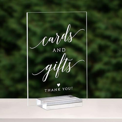 Acrylic Cards and Gifts Sign with Stands, 5"x7" Clear Acrylic Wedding Sign and Clear Stand, Wedding TableTop Sign for Wedding Reception Event Party (Cards and Gifts) - size: 5" x 7" Cards and Gifts Sign