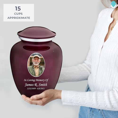 Geturns Embrace Adult Personalized Picture Cremation Urns for Human Ashes I Large Photo Cherry Purple Funeral Urn for Men and Women I 200 lbs - color: Cherry Purple