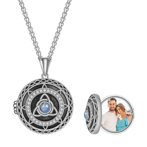 925 Sterling Silver Pictures Locket Necklace for Women Men - color: Black plated 2