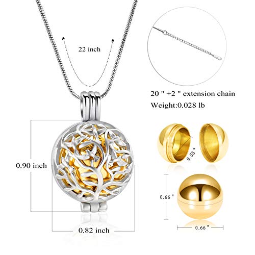 Cremation Jewelry Urn Necklace for Ashes with Hollow Mini Ball Keepsake Urn Pendant Memorial Jewelry for Ashes - color: Customize-1