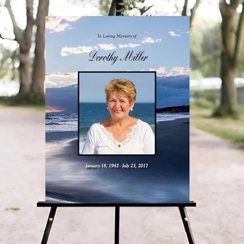 Beach Funeral Welcome Sign, Celebration of Life Welcome Sign, in Loving Memory Sign, Celebration of Life Funeral Sign, Celebration of Life Sign, Memorial Sign with Photo #Yn1 - color: Version #12