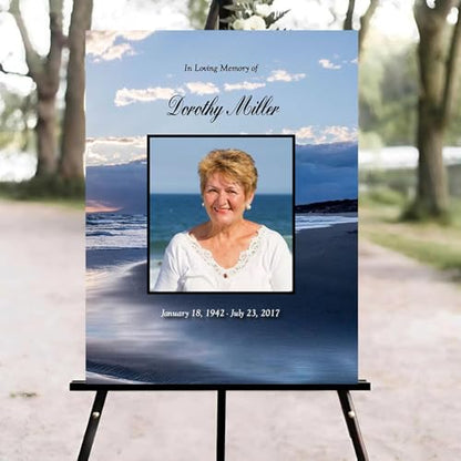 Beach Funeral Welcome Sign, Celebration of Life Welcome Sign, in Loving Memory Sign, Celebration of Life Funeral Sign, Celebration of Life Sign, Memorial Sign with Photo #Yn1 - color: Version #12