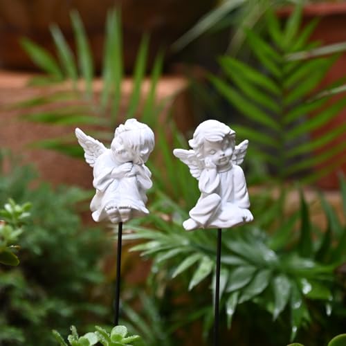 OwMell Set of 2 Decorative Angel Garden Stakes, Angel Memorial Garden Decor - style: Angels