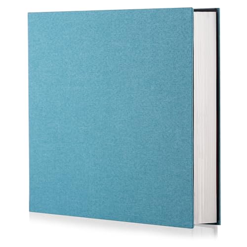 Photo Album Self Adhesive Scrapbook Album for 4×6 Pictures DIY Magnetic Linen Cover Album 15 Sheets/30 Blank Pages for Family Wedding, Birthday, Christmas, Anniversary (Sky Blue) - color: Sky blue, size: 9.8"x9"30Pages
