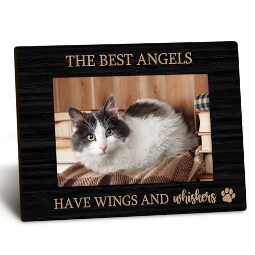 Pet Memorial 4x6 Picture Frame, Dog Cat Bereavement Remembrance Gifts, Sympathy Gifts for Loss of Pet Dog Cat, the Best Angels Have Wings and Whiskers Picture Photo Frames for Desk Decor - color: color-4