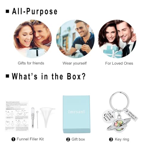 Imrsanl Saturn Urn Necklace Cremation Jewelry for Women Men - color: Keychain-Silver