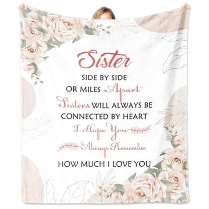 Sisters Gifts from Sister, Sister Gifts Blanket 60"x50", Sister's Birthday Gift, Big Sisters Gift Ideas for Mothers Day Christmas, Best Friend Birthday Present for Women Girls, Bestie Blanket - color: Sister Gifts