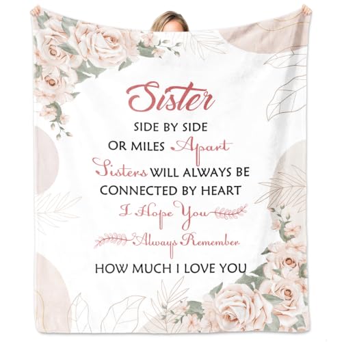 Sisters Gifts from Sister, Sister Gifts Blanket 60"x50", Sister's Birthday Gift, Big Sisters Gift Ideas for Mothers Day Christmas, Best Friend Birthday Present for Women Girls, Bestie Blanket - color: Sister Gifts