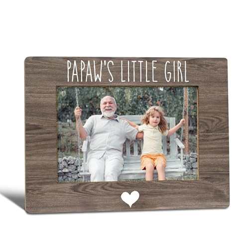 Papaw Grandpa Gifts from Granddaughter Picture Frame, Grandpa Gifts for Father's Day, Papaw's Little Girl Photo Frame 4x6, Grandfather Wooden Photo Picture Frames for Desk Tabletop Decor - color: papaw's girl