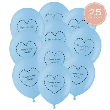 ANGEL & DOVE 25 Blue Funeral Balloons 'Forever In Our Hearts' Biodegradable - for Memorial, Celebration of Life