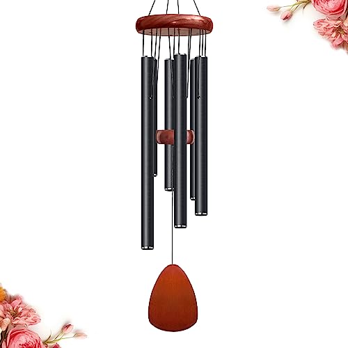 Bursvik 28" Aluminum Wind Chimes for Outside (Black), Patio Zen Decor Gift - color: Black, size: Classic 28"