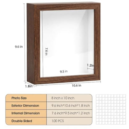 6 Pcs Shadow Box Frame 8x10 - 1.2" Deep Frame Display Case Walnut - color: 6 Pcs/Walnut, size: 8"x10"