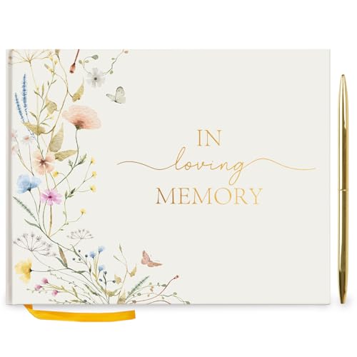 Funeral Guest Book for Memorial Service, Celebration of Life Guest Book - style: in loving memory