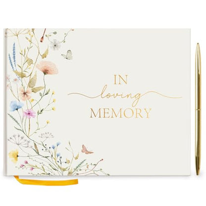 Funeral Guest Book for Memorial Service, Celebration of Life Guest Book - style: in loving memory