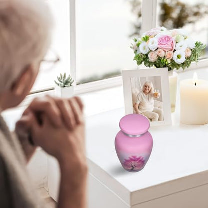 M MEILINXU Pink Urn, Small Urns for Human Ashes, Tree of Life Keepsake - color: Pink, size: Small / Keepsake
