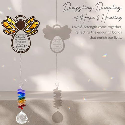 2 Layered Ornament Suncatcher - Guardian Angel Ornament - Unique Keepsake - Sympathy Presents - Rainbow Remembrance - Mother's Day Father's Day Birthday Gifts for Women, Men - color: Guardian Angel