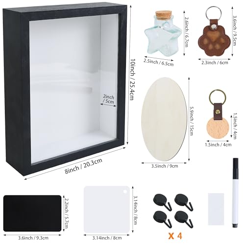 10x8 Pet Memorial Shadow Box with Paw Print Kit-Wooden Dog&Cat Memory Box for Loss of Pet Collar&Photo Display Pet Hair Fur Jar Wall Mount or Desktop Sympathy Gift Keepsake for Pet Lover Remembrance