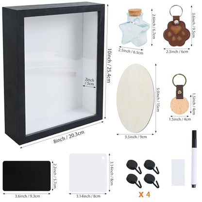 10x8 Pet Memorial Shadow Box with Paw Print Kit-Wooden Dog&Cat Memory Box for Loss of Pet Collar&Photo Display Pet Hair Fur Jar Wall Mount or Desktop Sympathy Gift Keepsake for Pet Lover Remembrance