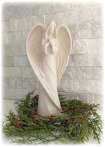 Angel Memorial Gifts for Sympathy, Stonelike Statue with Cedar Wreath, Gift Boxed with Poem Dedication Card