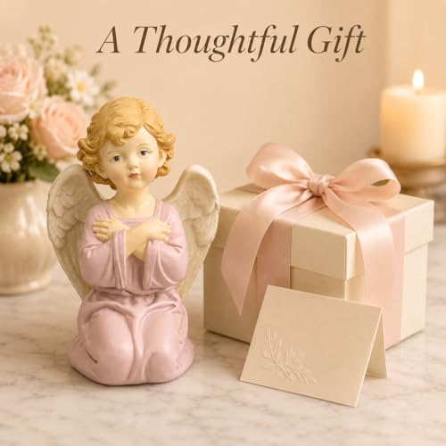 5.32 Inch Praying Angel Figurine, Resin Guardian Statue | Painted Keepsake For Mom, Daughter, Sister, Friend, Prayer Corners, Shelves, Desks, Nightstands And Sympathy Gifts - size: 5.32"H