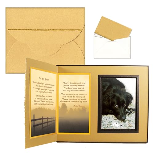 Pet Memorial Gifts for Dogs In My Heart, Dog Memorial Picture Frame Keepsake, Gift-Boxed with Message Card, Ginger with Foil Accents - color: Ginger, size: In My Heart