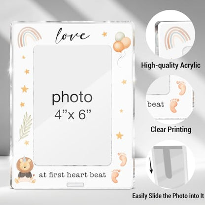 Gender Reveal Gifts Photo Frame, Pregnancy Announcements New Mom Expecting Parents to Be Keepsake Gifts, Love at First Heartbeat Sonogram Acrylic Picture Frames, 4 x 6 Inch Ultrasound Photo - color: L-Gender Reveal