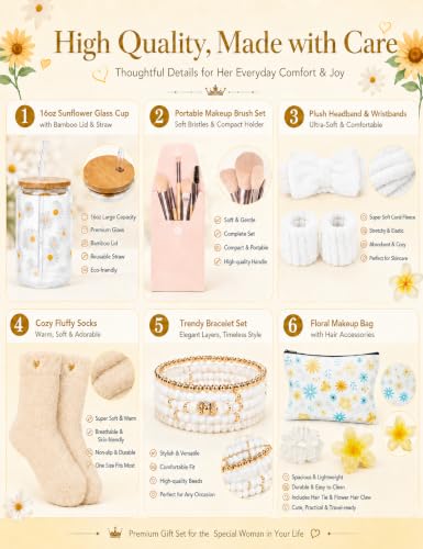 14PCS Gifts for Teen Girls - Gift Basket for Teen Girl, Gifts Trendy Stuff | Unique Birthday Gift Sets for Teen Girls, Daughter, Sister, Friend, Sweet 16th 18th 21st, Yellow - color: Beige