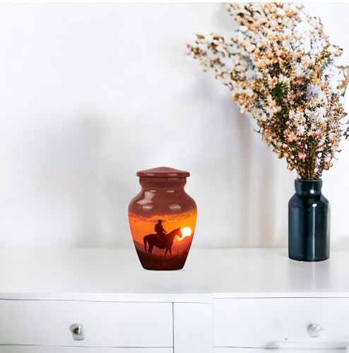 Cowboy Mini Urn - Urns for Adult Ashes - Pack of 1 - size: 3 inch (Pack of 1)