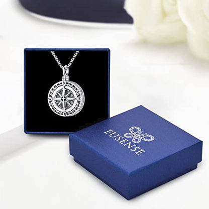 Compass Necklace for Women Men 925 Sterling Silver Pendant Urn Necklaces for Ashes Picture Locket Necklace Anchor Necklace Viking Necklace Crystals CZ Moonstone Abalone Shell Turquoise Compass Jewelry - color: T-N-Urn Necklace Holds Picture, style: Urn Ne