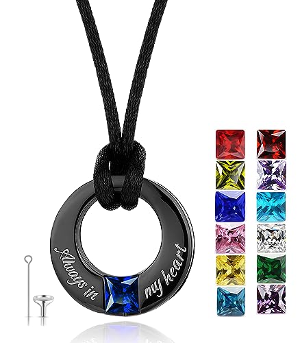 Urn Necklaces for Ashes "Always in My Heart" Ashes Necklace Cremation Jewelry Keepsake Holder Memorial Necklace - color: September