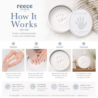 Reece Studio My Little Print Baby Handprint or Footprint Clay Keepsake Tin - color: Baby's Print Clay Tin, size: One Size