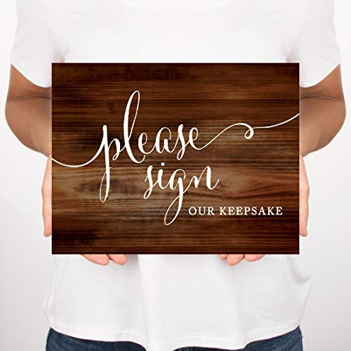 Andaz Press Wedding Party Signs, Rustic Wood Print, 8.5x11-inch, Please Sign our Keepsake Table Sign, 1-Pack, Unframed - color: Please Sign Keepsake