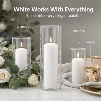 Yummi Set of 36 Slim Pillars and Cylinder Vases - White - color: White