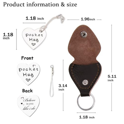 Qunrwe Pocket Hug Token,Long Distance Gifts Keepsake,Double Sided Inspirational Thinking of you Gift with Leather Keychain - color: Believe in You Like I Do