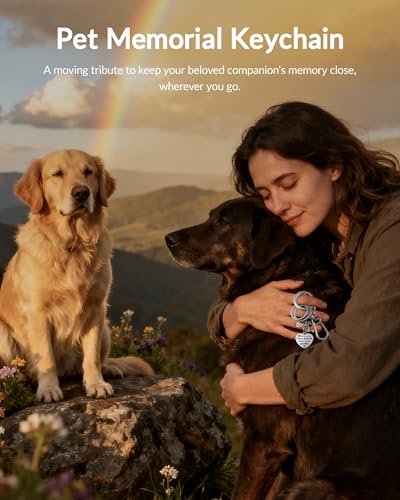Belloxis Pet Memorial Gifts for Loss of Dog | Stainless Bridge Card Keychain, Rainbow Loss Sympathy Gift, Animal Paw Print Heart Key Chain for Women Men Pet Died - color: Stainless Steel Silver