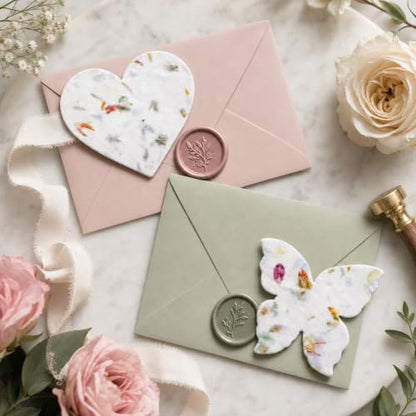 100 Pcs Plantable Seed Paper Hearts and Butterflies with Wildflower Seeds, Handmade Paper, for Wedding Guest Favors, Bridal Shower Favors