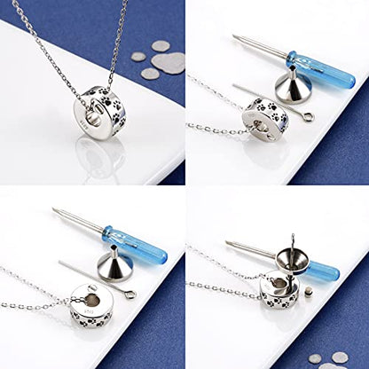 925 Sterling Silver Cremation Jewelry for Pet Ash Urn Necklace for Dog Cat | Memorial Ash Pendant Women Remembrance Keepsake Gift for Loss of Loved Furry Friend - style: paw print urn charm