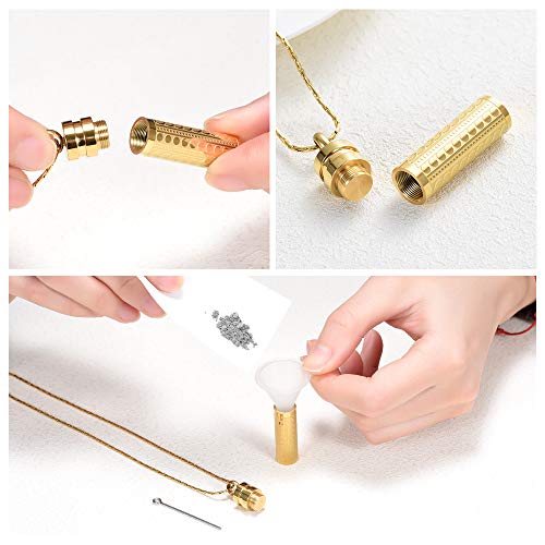 constantlife Cremation Jewelry for Ashes Openable Pill Case Urn Necklace Keepsake Perfume Memorial Pendant Locket Charm Accessories - color: Golden