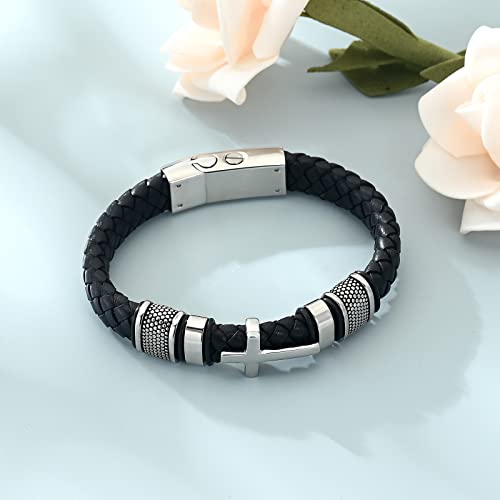 shajwo Cremation Jewelry Cross Urn Bracelet for Ashes for Women Men - color: Silver 20cm