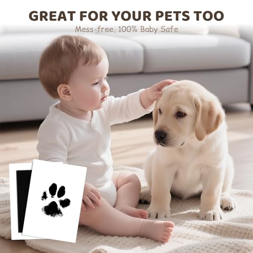 4 Park Baby Footprint Kit with 2 Wooden Frame, No Mess Inkless Hand and Footprint Kit, Clean-Touch Ink Pads for Fingerprint Stamps, Paw Print Kit for Dogs Cats, Baby Shower Gifts Keepsake for New Mom - size: M-4park