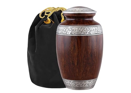 Cremation Urn for Human Ashes – Large Adult ERN for Ashes – Funeral Urn for Men & Women – Memorial ERN for Loved Ones – Burial Urn for Home, Columbarium, or Funeral Service (Brown, Adult) - color: Brown