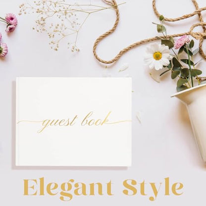 Elegant Wedding Guest Book - Perfect for Wedding Receptions, Baby Showers, Birthdays and Special Events - Polaroid Guest Book with 110 Lined Pages for Sign-in and Photos -Hardcover (White) - color: White
