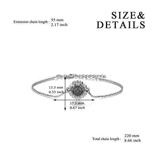 ONEFINITY Sunflower/Tree of Life Urn Bracelet for Ashes 925 Sterling Silver Sunflower/Tree of Life Cremation Keepsake Pendant Locket Bracelet for Women Mom - style: Sunflower Urn Bracelet