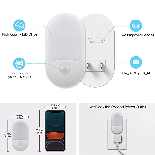L LOHAS LED Night Light Plug in, 4 Pack 0.6W LED Night Light for Kids, Auto - color: Daylight, size: 4 Count (Pack of 1)